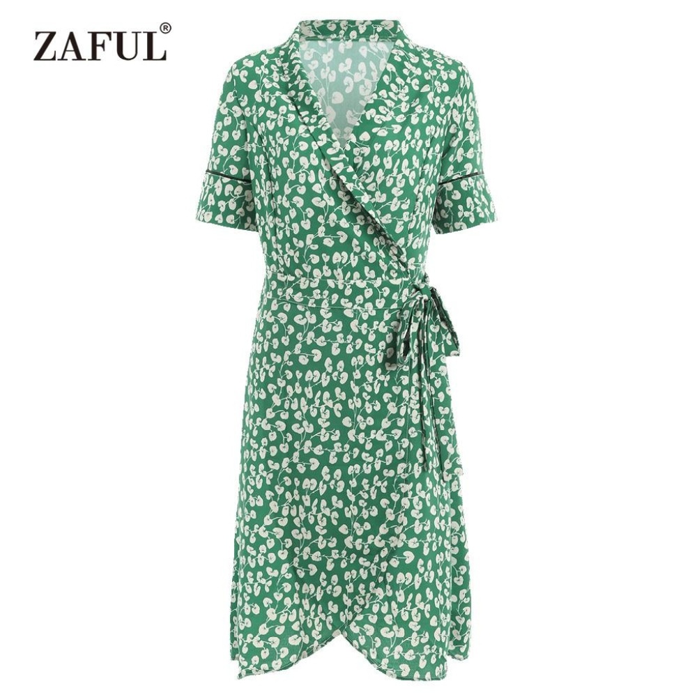 PRINTED WRAP DRESS